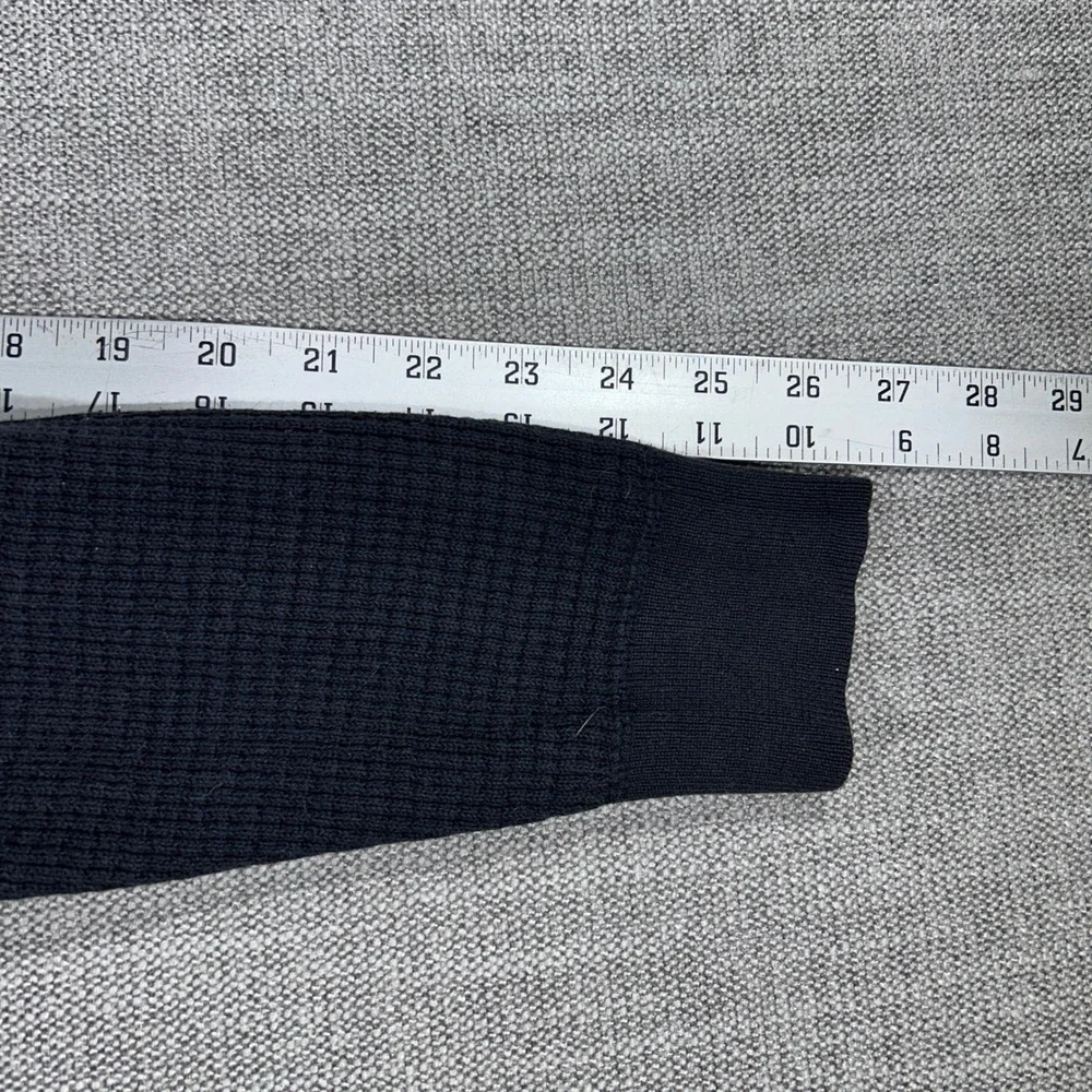 Old Navy Waffle Knit Sweater Mens Large Navy Blue Elbow Patches Thermal - Picture 6 of 7